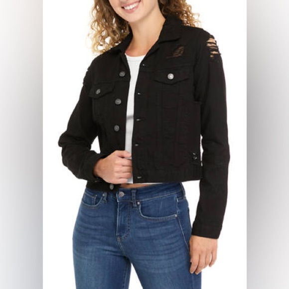 Almost Famous Distressed Denim Jacket - Picture 1 of 11